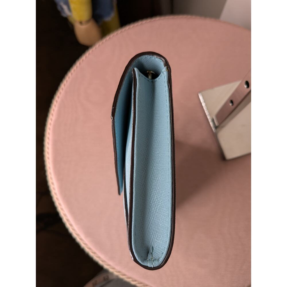 KATE SPADE MONDAY Leather Saffiano Envelope Small Clutch Wallet purse Light Blue - Picture 9 of 9